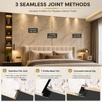 Panneaux PVC Marbre Brillant Imperméables Personnalisables, Feuilles PVC Marbre UV, Panneaux Muraux PVC 3D pour la Décoration d'Appartements, Hôtels et Villas