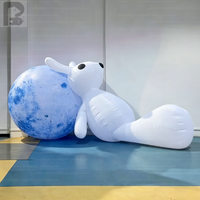 Grand lapin gonflable géant personnalisé avec globe lunaire, ensemble gonflable de dessin animé pour le Festival de la Mi-Automne, usage commercial