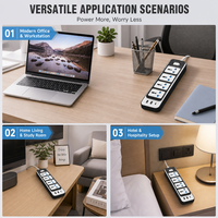 Multiprise universelle OEM en gros, 4 prises CA, double USB Type C, interrupteur maître, pour usage résidentiel, commercial et villa, avec rallonge