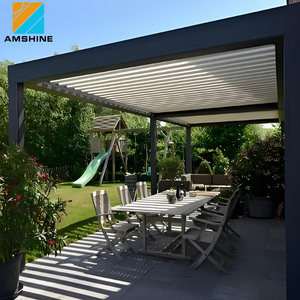 Pérgola de Lujo para Exteriores, Impermeable, con Techo de Aluminio y Persianas, con Cortinas Eléctricas para Privacidad - Product Image 4