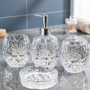Juego de Baño Acrílico Ecológico de Cuatro Piezas con Portacepillos de Dientes, Vaso, Dispensador de Loción y Jabonera (Marca EL) - Product Image 3
