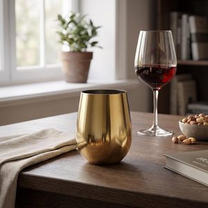 Gobelets en or incassables 500 ml 17 oz, verres à vin sans pied en acier inoxydable pour l'extérieur et la maison - Product Image 5