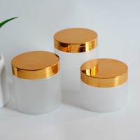 Pot de crème en plastique givré avec couvercle en plastique doré emballage cosmétique Récipient cosmétique en plastique bouteille de beurre corporel vente en gros