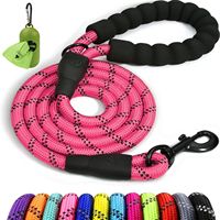 Correas para Mascotas con Hilos Reflectantes, Correa para Perro Antienredos, Correa para Perro Pequeño y Grande, Negra, para Paseo y Entrenamiento