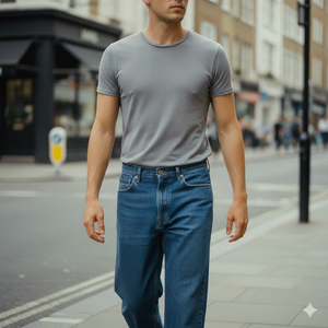 กางเกงยีนส์ผู้ชายสไตล์สตรีทแวร์ฮิปฮอปทรงหลวมขอบดิบฟอกสีซีดแบบขายส่งสั่งทำได้ - Product Image 1