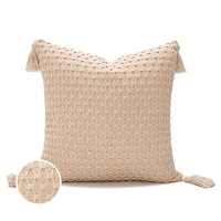 Taie d'oreiller à pompon tissé américain simple et moderne maison salon canapé décor oreiller lombaire