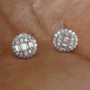 Xinfly 18K Pure Gold Jewelry 0.28 Carat Baguette and Round Cut Stud <b>Cute</b> National Diamond <b>Earring</b> - Product Image 1