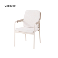 Chaise de salle à manger d'extérieur en corde tressée résistante aux UV, structure en aluminium, pour bistrot, hôtel, terrasse, jardin, mobilier tout temps