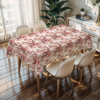 Nappe carrée en plastique gris et blanc RNPT, facile à nettoyer, design élégant, protection de table en PVC pour table à manger intérieure, motif floral
