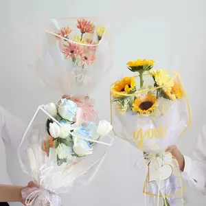 꽃 선물 가방에 대 한 색상 토끼 디자인 플라스틱 투명 슬리브 꽃다발 포장 가을