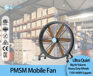 พัดลมอุตสาหกรรมแบบแกนหมุน 1.2 เมตร รุ่น TOPMF-120 ยี่ห้อ <span class=keywords><strong>Topfan</strong></span>  ทำจากอลูมิเนียมอัลลอยด์ ใช้ไฟ 220 โวลต์ เสียงเบา 39 เดซิเบล แบบเคลื่อนย้ายได้ เหมาะสำหรับศูนย์กีฬา - Product Image 1