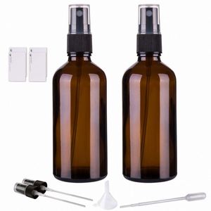 4oz <b>Amber</b> Glass Spray <b>Bottles</b> with Plastic Caps Small Fine Mist 30ml Capacity 2 Pack for Essential Oils - Product Image 1