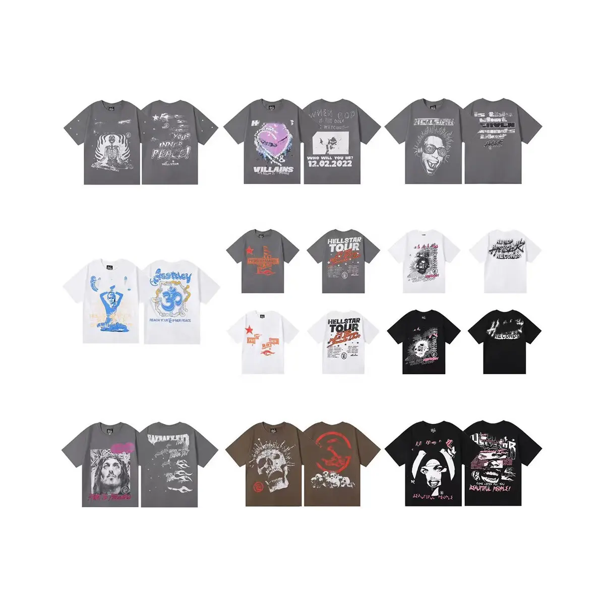 最高品質のオリジナルヘルスターTシャツファッションメンズヘビーウェイトウォッシュプリント半袖