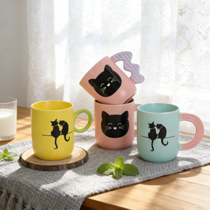 Tazza da <span class=keywords><strong>Caffè</strong></span> in Ceramica Personalizzata con Design Unico del Manico a Forma di Gatto, Tazza per Latte in Porcellana Personalizzabile - Product Image 1