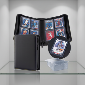 Album de rangement pour cartes sportives et TCG en cuir PU <span class=keywords><strong>JVD</strong></span> Premium à 4 pochettes, capacité de 128 protège-cartes à chargement par le haut - Product Image 1