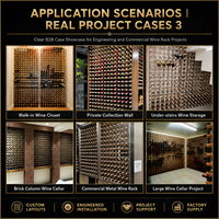 Système de présentation de bouteilles de vin en bois et métal sur mesure sous les escaliers, certifié CE ISO, armoire modulaire pour villa, hôtel, bar, projet d'usine, conception CAO, contrôle qualité