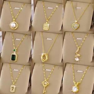 Non-Tarnish 18K Gold Plated Stainless Steel Link <b>Chain</b> Zircon Cross Heart Butterfly Pendant Women's Pearl Necklace Jewelry Gift - Product Image 2