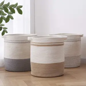 Nieuw Ontwerp Aanpassen Gewenste Opbergdecoratie Katoenen Touw Mand Geweven Wasgoed Speelgoed Groene Planten Geschenkmand