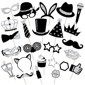 Paquete de Accesorios para Fotos de Fiesta de Disfraces, Sombreros, Gafas, Lápiz Labial, Corbata, Corona para Cumpleaños, Bodas, Año Nuevo, Graduaciones - Product Image 2
