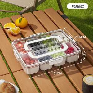 Boîte à collation portable en plastique transparent à 8 compartiments, empilable et réutilisable, avec séparateurs pour la cuisine - Product Image 4