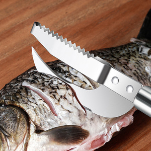 Stainless Steel <b>Fish</b> Scaler 2 In 1 Multi Purpose <b>Fish</b> Cleaning Tool Heavy Duty For Seafood Preparation - Product Image 2