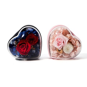 Collier pendentif en forme de cœur avec fleur préservée, joli coffret cadeau miniature, bouquet de roses en savon, boîte à bijoux pour la Saint-Valentin - Product Image 4