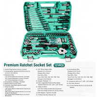 Jeu de douilles de 121 pièces avec clé à cliquet à 72 dents à dégagement rapide, kit d'outils de réparation automobile dans un coffret de rangement