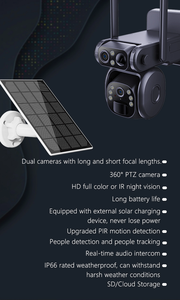 LTE Celular 4G <span class=keywords><strong>Tarjeta</strong></span> SIM Exterior 360 Pan Tilt Auto Track 2K Color Visión nocturna Cámaras de seguridad para el hogar con energía solar Cámara CCTV - Product Image 3