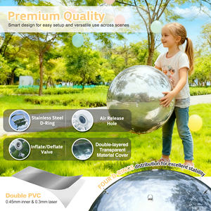 مجموعة كرات فضية كبيرة لامعة قابلة للنفخ بالونات كروية بمرآة مزخرفة ديكور حفلات عيد الميلاد ضربة معدنية - Product Image 5