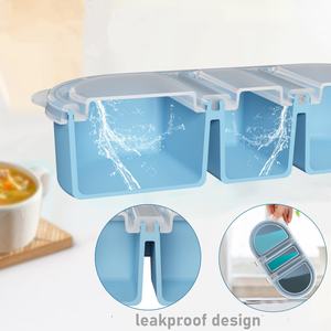Boîtes à goûter en silicone avec couvercles, boîte de conservation alimentaire en silicone réutilisable à 3 compartiments pour le déjeuner à l'école, le bureau, les voyages - Product Image 5