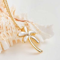 Collier pendentif palmier en argent sterling 925 plaqué or 14 carats de haute qualité pour femme