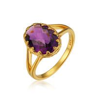 Cincin Perhiasan Wanita Desain Fashion Batu Kristal Lapis Emas 18K Perak Sterling Dari Cina