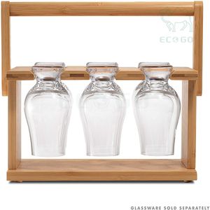Estante de madera Premium para copas de vino Estante colgante de bambú para whisky - Product Image 2