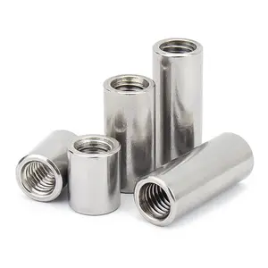 M3 M4 M5 M6 M8 Stainless Steel Lengthen Round Coupling Nut Internal Thread Cylindrical Joint Nut Sleeve Tubular Nuts