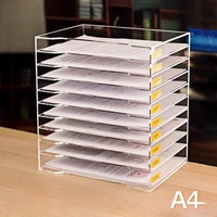 Organisateur de papeterie en acrylique Organisateur de bureau Porte-étagère à documents Trieur de papier transparent Plateau à lettres empilable en acrylique