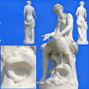 รูปปั้นนกยูงหินอ่อนสีขาวแกะสลักด้วยมือปรับขนาดได้รูปปั้นสวน - Product Image 4