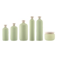 Frasco de botella de champú de plástico para loción corporal, envase cosmético suave ecológico biodegradable verde HDPE 200ml 300ml 400ml 500ml