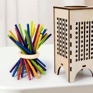 Kids <b>Table</b> Montessori Wooden <b>Board</b> <b>Games</b> Colorful Sticks Dice <b>Game</b> - Product Image 3