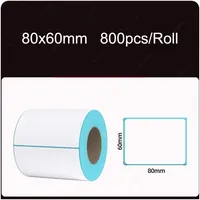 Autocollant adhésif personnalisable 80x60mm, imperméable et résistant à l'huile, étiquette thermique directe pour la promotion, l'épicerie, l'exposition