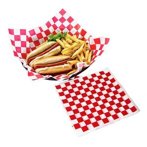 Printed Checkered Greaseproof Eco-Friendly Biodegradable <b>Food</b> Grade Disposable <b>Paper</b> Heat Resistant Non-Stick Liner for Burger - Product Image 1