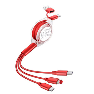 Câble de charge rapide USB 6-en-1 à remontage automatique Chargeur mobile à bobine <span class=keywords><strong>facile</strong></span> à organiser rétractable 5-en-1 pour câbles de données iPhone - Product Image 1