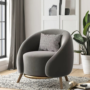 Fauteuil pivotant <span class=keywords><strong>scandinave</strong></span> personnalisable, fauteuil <span class=keywords><strong>de</strong></span> salon moderne et décontracté <span class=keywords><strong>de</strong></span> luxe, en velours/laine d'agneau - Product Image 4