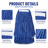 Tête de balai serpillère en coton polyester absorbant haute densité, personnalisable, durable et lavable, pour le nettoyage des sols des bureaux et des centres commerciaux