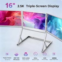 Triple Screen Monitor 2026 New 3*16" One-Cable Portable for Small Meetings Monitores 2560*1600 Laptop Expansion Auxiliary Screen