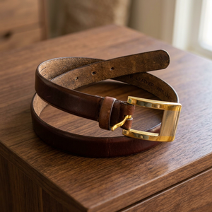 BS INTERNATIONAL Handmade Fashionable Genuine Cow Hide <b>Belts</b> Brown Color Eco-Friendly Sustainable Men's <b>Vintage</b> Rectangular - Product Image 2