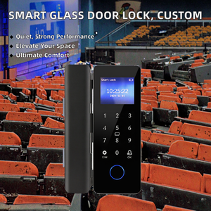 Serrure de porte en verre électronique intelligente double ouverture pour bureau, compatible Symbian Wi-Fi, sans perçage, empreinte digitale, mot de passe, OLED - Product Image 2