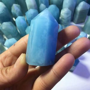 Bacchetta curativa blu naturale all'ingrosso della torre del quarzo dei punti di cristallo del Gmetone dell'acquamarina per la decorazione domestica - Product Image 2