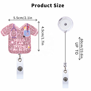 Bobines d'insigne d'infirmière avec clip d'identification rétractable à paillettes acryliques Cadeaux de Noël pour infirmières médecins étudiants personnel hospitalier - Product Image 2