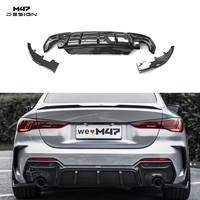 Diffuseur de pare-chocs arrière en carbone sec style M47 avec lèvre d'échappement pour BMW G22 G23 Série 4 420 430 440 20-26, lèvre arrière à sortie simple bilatérale