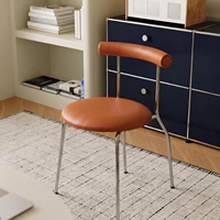 Chaise de salle à manger contemporaine de style Mid-Century avec structure en métal chromé et dossier rembourré en cuir PU – Mobilier durable pour la maison, idéal pour la salle à manger et le salon